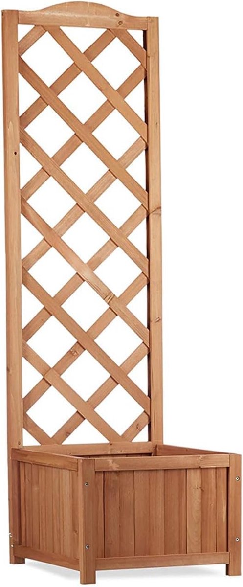 Candala Bloembak voor de tuin met roosterplaat van hout, 120 x 45 x 30 cm
