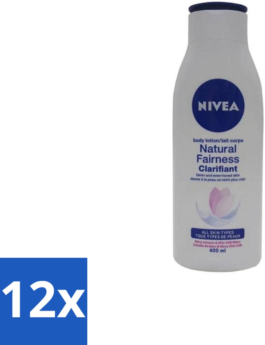 Nivea – Bodylotion – Natural Fairness Clarifiant – 400 ml - Voordeelverpakking - 12 stuks
