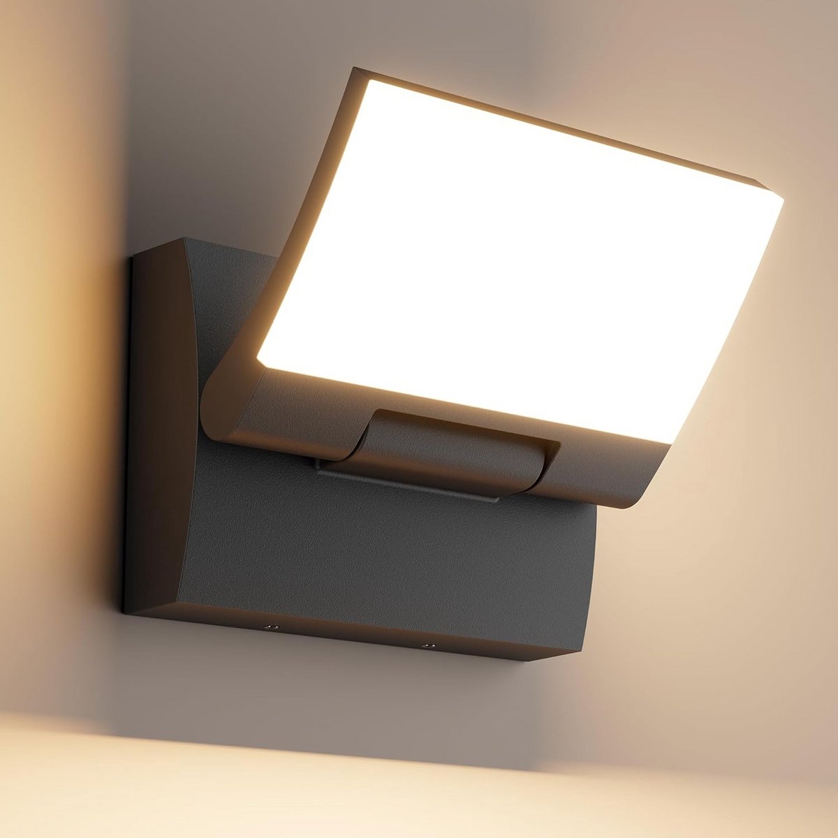 30W Draaibare LED Buitenwandlamp Zwart IP65 - 2000LM Warm Wit Verlichting
