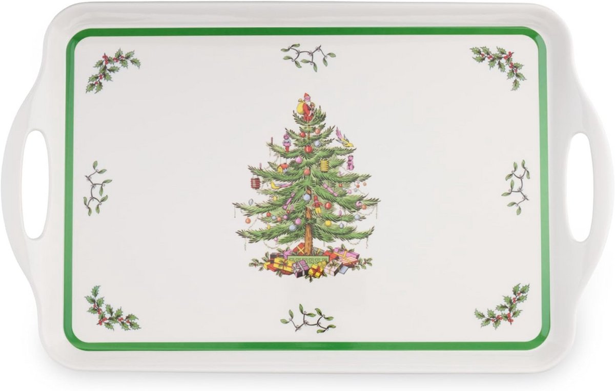Grote Melamine Serveerschaal met Handvatten voor Kerst of Feestdagen