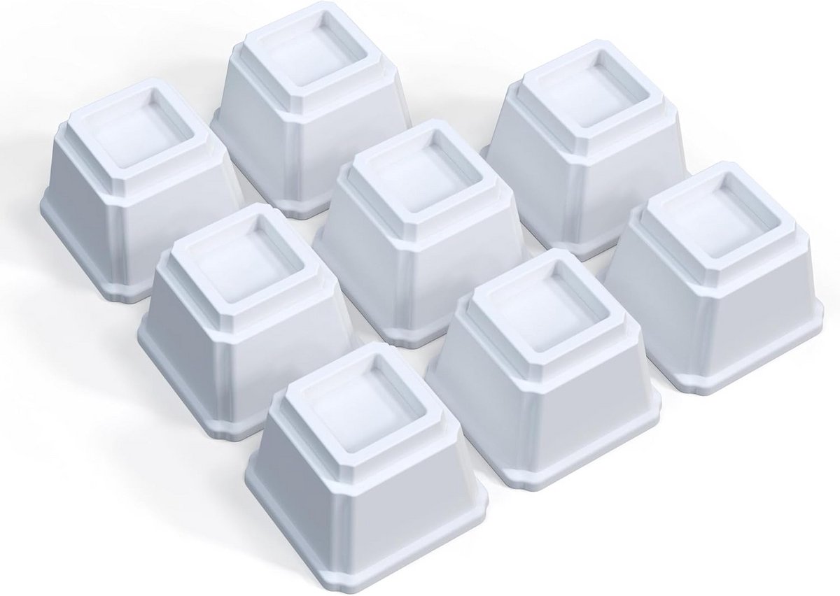 Verstelbare Meubelverhogers Zwaar, 10 cm Hoogteverhoging voor Bed, Bank en Bureau, Set van 8, Wit
