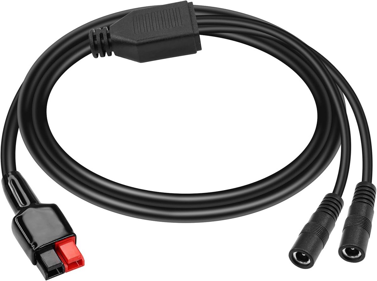 Y-Splitter Kabel 45A naar 2x DC 5.5x2.1mm Voedingskabel voor Laptops en Camera's (1 Meter)