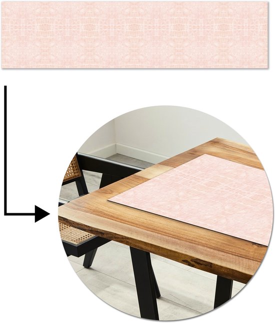 Chemin de table 200x50 cm - Tapis de table vinyl Crocodile - Cuir - Doux - Rose - Décoration de table - Décoration de table - Décoration de cuisine - Décoration de table