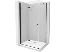 Mexen Lima inklapbare douchecabine 80 x 110 , transparant, zwart + Flat, wit douchebak - 856-080-110-70-00-4010B