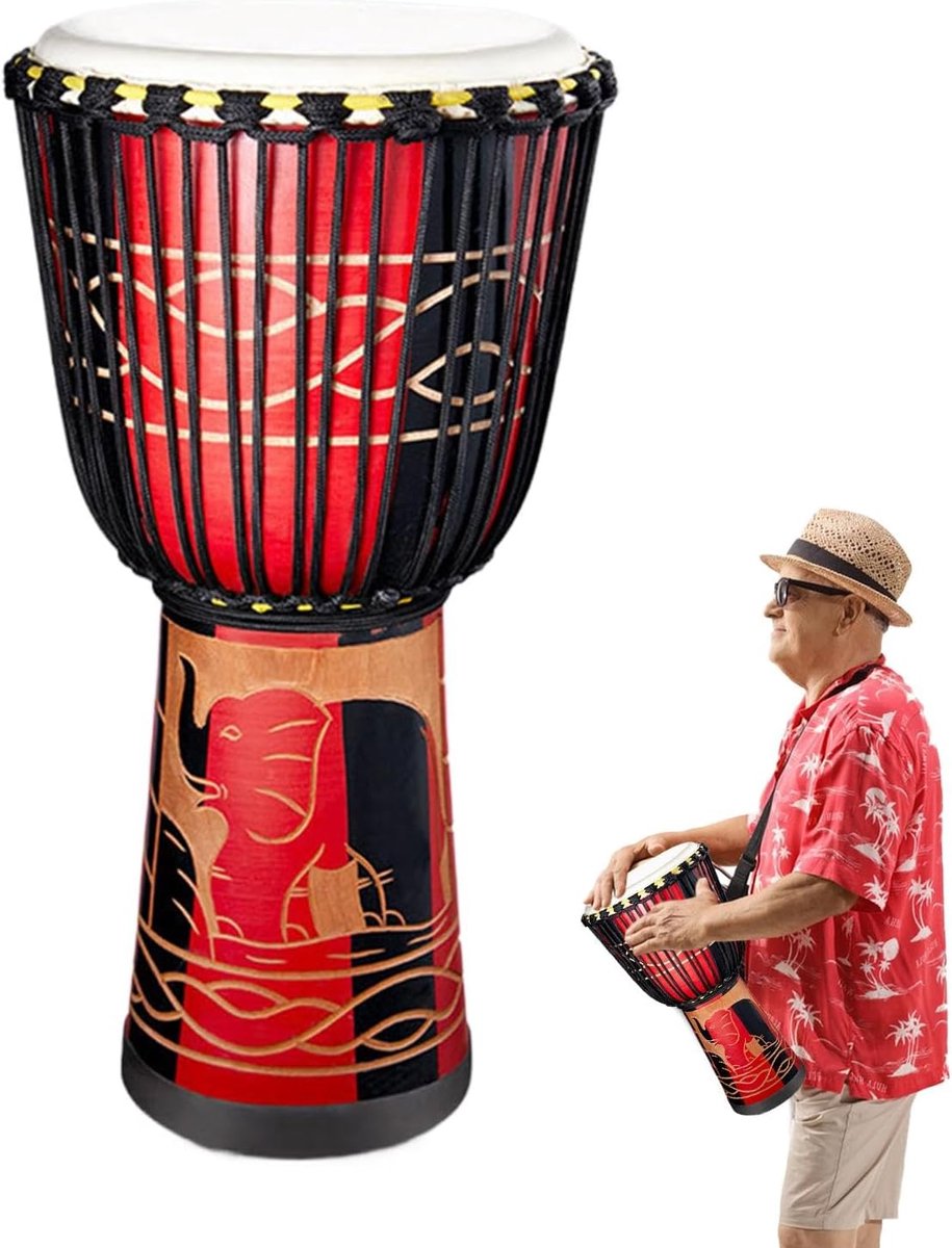 Handtrommel - Percussie Instrument - Muziek Maken - Professioneel Leer - 8 Inch Diameter - Rood