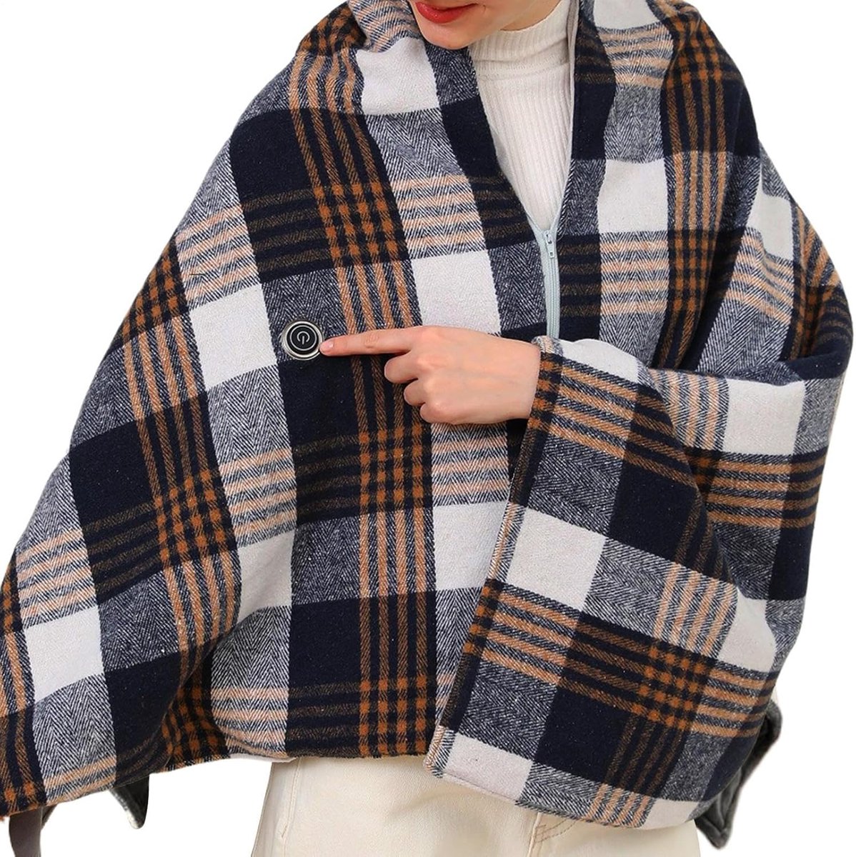 Verwarmingssjaal - Draagbare deken - Warmte en comfort - Draadloos met niveaus - 143 x 7 cm - Schots patroon