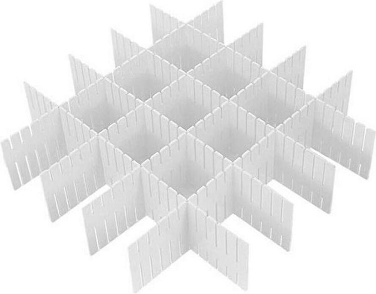 Ladeverdelers Set - Lade Organizers - Snel Opruimen - Op Maat Te Knippen - 32x7 cm - Wit