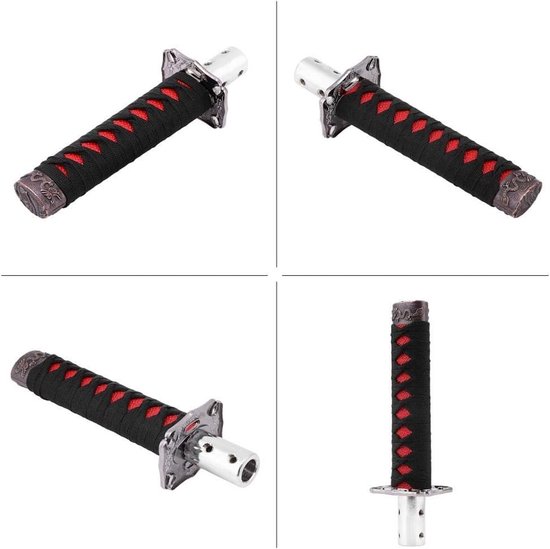 Schakelknop Auto - Pookknop Transmissie - Handmatige Versnelling - Japanse Zwaard Stijl - 20cm Lengte - Zwart Rood — afbeelding 2