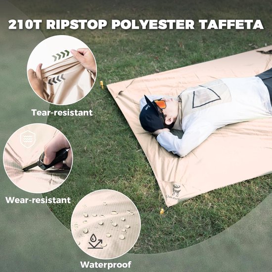 Kampeer vloermat - Draagbare isolatiemat - Buitenactiviteiten Genieten - Waterdicht Vochtbestendig - 150x140cm - Kaki — afbeelding 4
