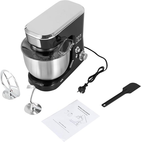 Keukenmachine - Mixer Deegmixer - Bakken en Mixen - 3-in-1 Functionaliteit - 5 Liter Kom - Zwart — afbeelding 3