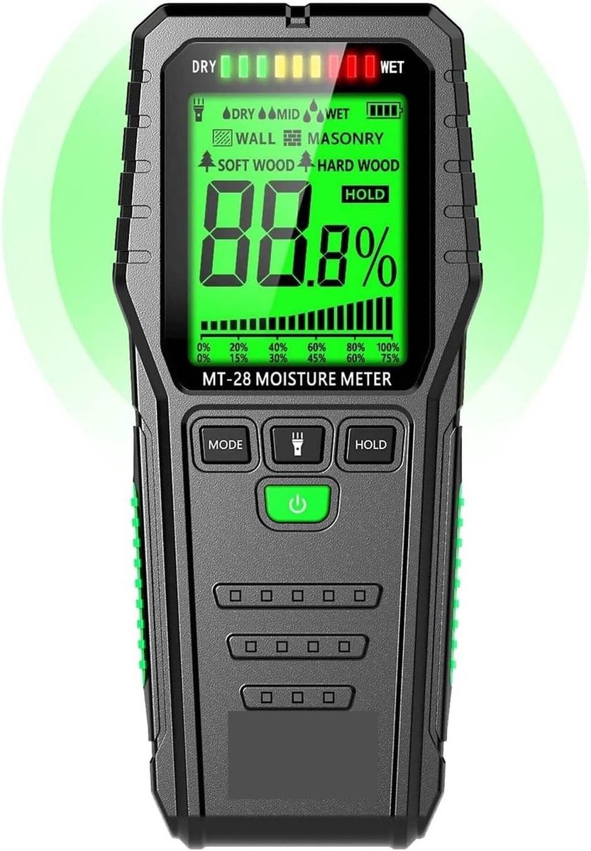 Digitale Vochttester - Vochtmeter Gipsplaten - Vocht Detecteren - Pinloos Ontwerp - Niet gespecificeerd - Zwart