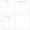 Kaarten met 'Wist je datjes over jou', 'Grappige woorden die jij zegt', 'Naar de opvang/oppas' en een blanco pagina.