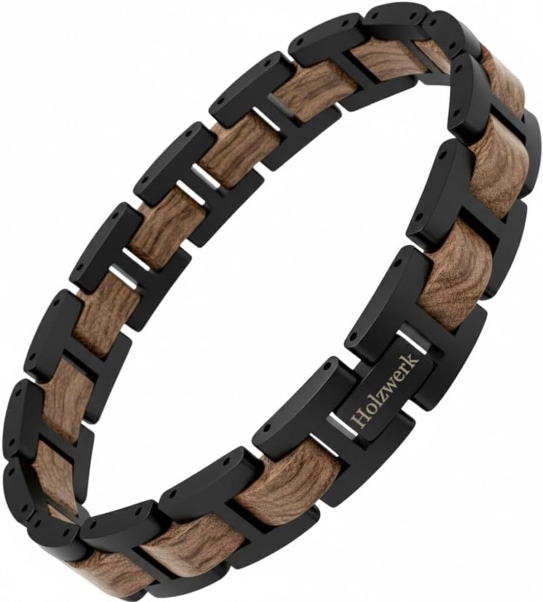 Houten Armband - Natuurlijk Accessoire - Dagelijks Gebruik - Verstelbaar Met Tool - 1.2cm Breed - Zwart Zebra