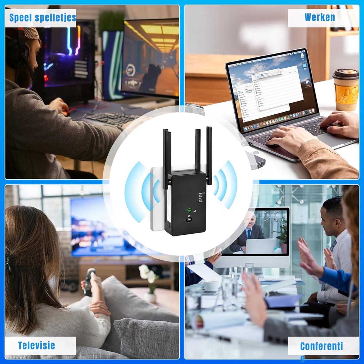 SVN Wifi Versterker Stopcontact 300 Mbit/s - Zwart - afbeelding 2