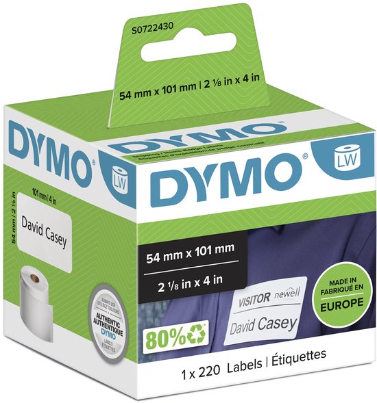Dymo LabelWriter Grote Etiketten 54 x 101 mm 220 stuks
