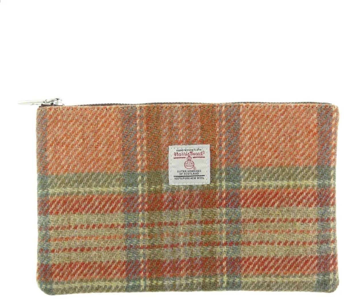 Etui Berneray Oranje Stewart Tartan - 22 x 14 - Harris Tweed - Glen Appin of Scotland