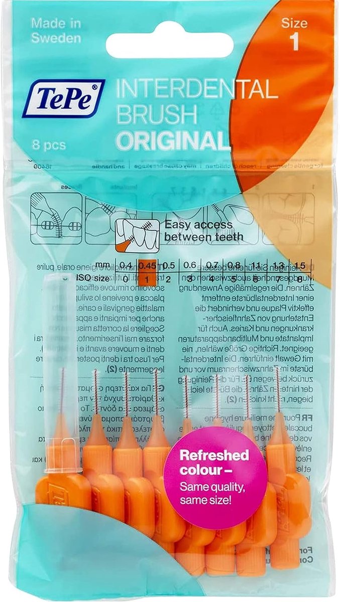Interdentale borstels - Tandenstokers - Mondhygiëne - Hoekige kop - 045 mm - Rood