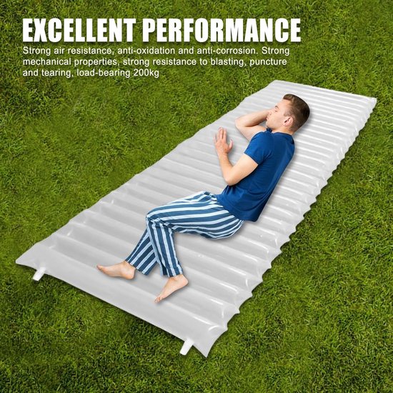 Opblaasbare Camping Matras - Luchtbed Ligmat - Outdoor Kamperen - Ingebouwde Pomp - 200x60cm - Transparant — afbeelding 5