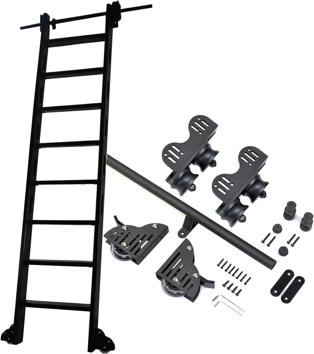 Ladder Railsysteem - Schuifladder Onderdelen - Ruimtebesparing - Soepele Beweging - Zwart