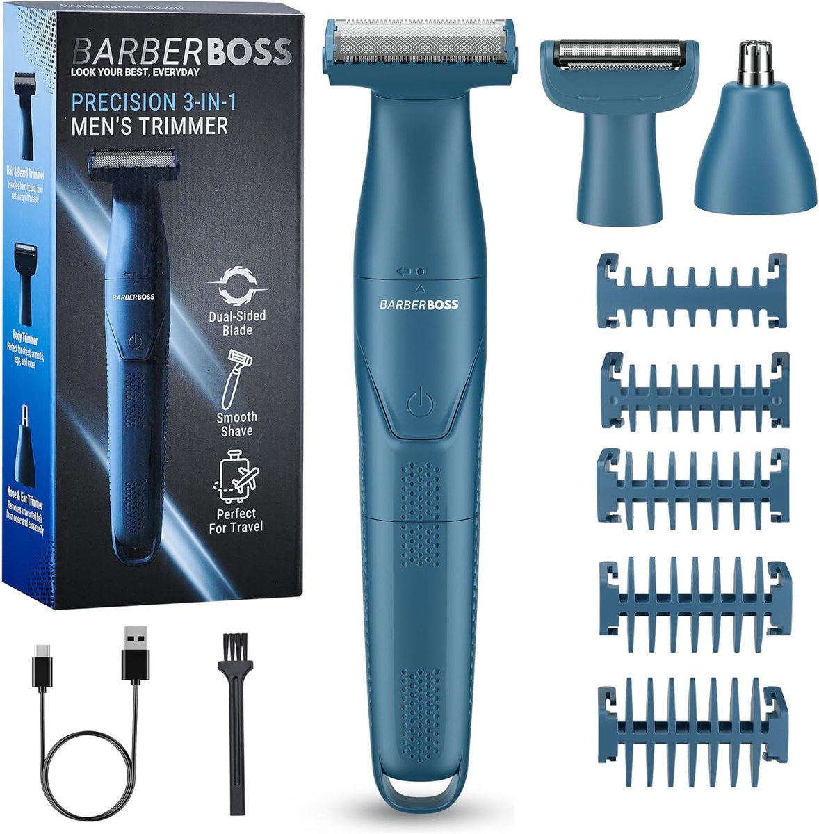 Herenscheerapparaat Trimmer - Baard Haar Neus - Persoonlijke Verzorging - 3-in-1 Functionaliteit - 19.7 x 8.7 x 5.4 cm