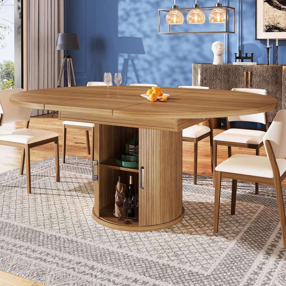 Uittrekbare Eettafel - Eetkamertafel Keukentafel - Gezellig Tafelen - Uitschuifbaar Tot Ovaal - 120 x 160 cm - Walnoot