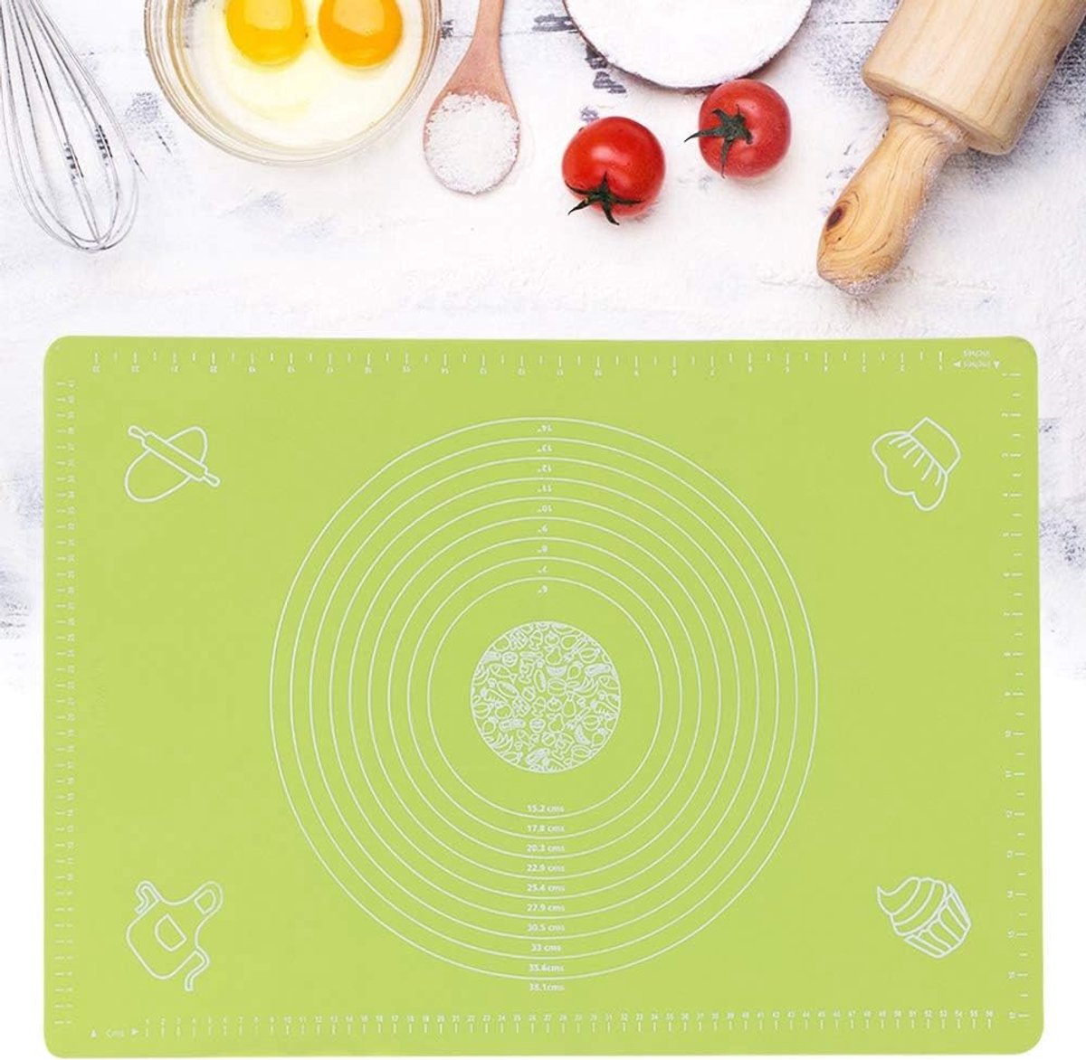 Gebakmat Siliconen - Bakmat Kneedpad - Bakken Deeg - Met Metingen - 25 X 177 Inch - Groen