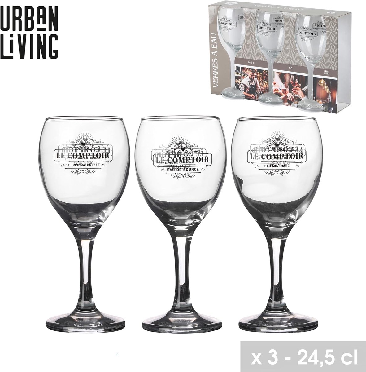 Waterglas Set - Bistro Glas - Dagelijks Gebruik - Elegant Design - 245 cl