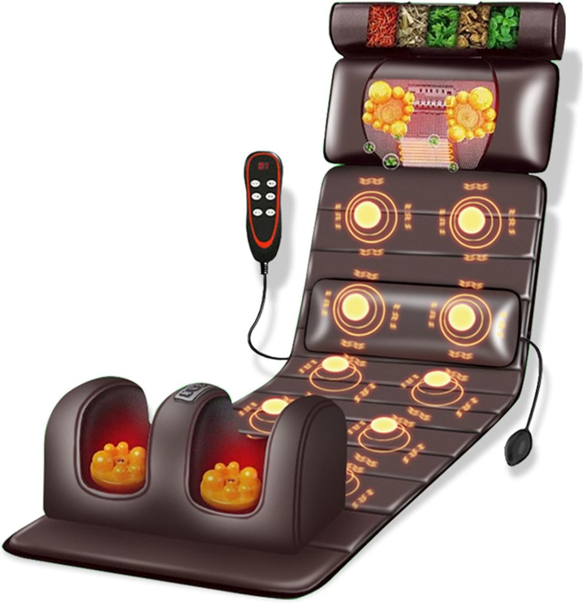 Full Body Massagemat - Verwarmingskussen Massage - Spierontspanning Thuis - 10 Trillende Knoppen - 176x50cm