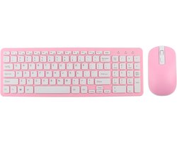 Draadloze Muis Toetsenbord - Kantoor Set - Productief Werken - Compact Ontwerp - 46 x 15 cm - Roze