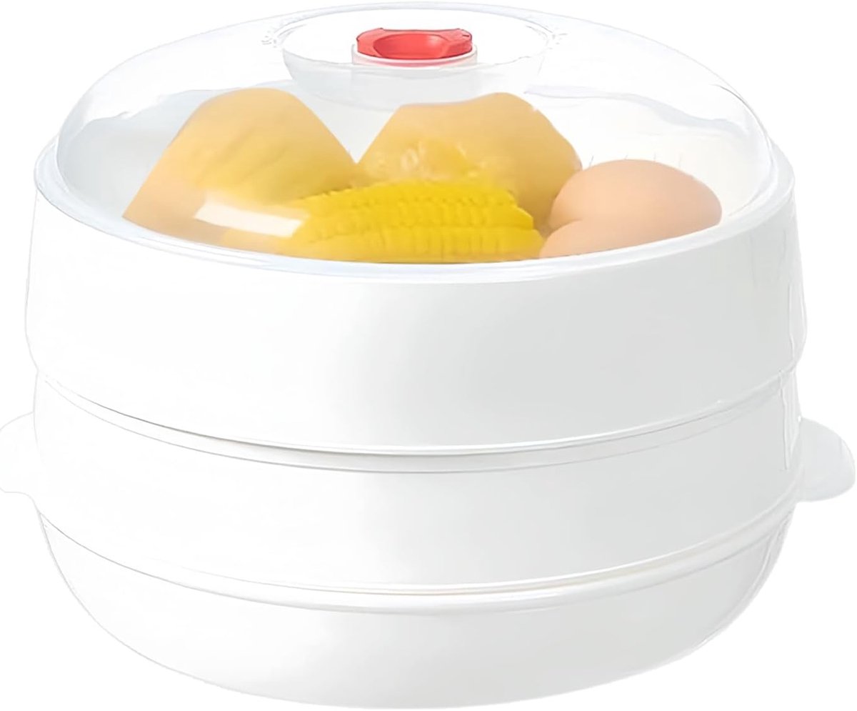 Magnetron Stoomkoker - Kookcontainer Veggie - Snel Groenten Stomen - Hittebestendig Deksel - Circulair