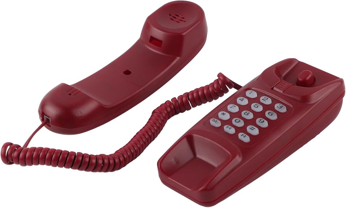 Huistelefoon - Vaste telefoon - Bureau of muur - Geen nummerherkenning - Compact ontwerp - Karmozijnrood
