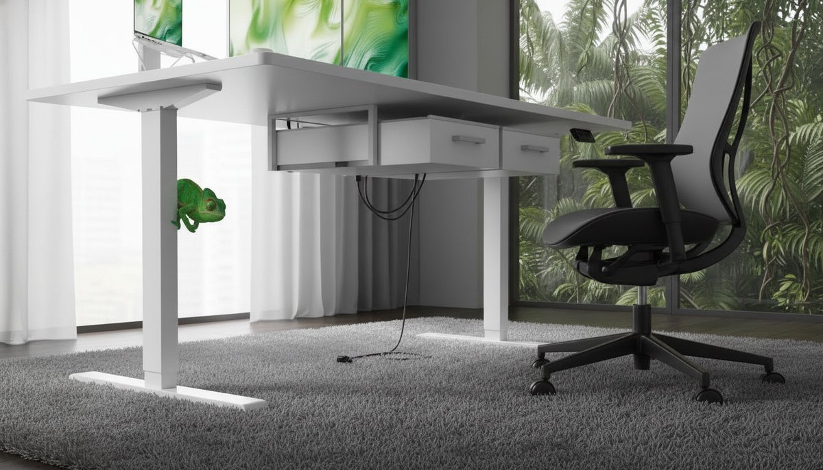 Electric Desk 140x80 cm Casa Velluto – White Height Adjustable Standing Desk with Memory Function, Built-in Power Outlet & USB-C, 2 Removable Drawers, Sit-Stand Workstation for Office, Gaming & Study
