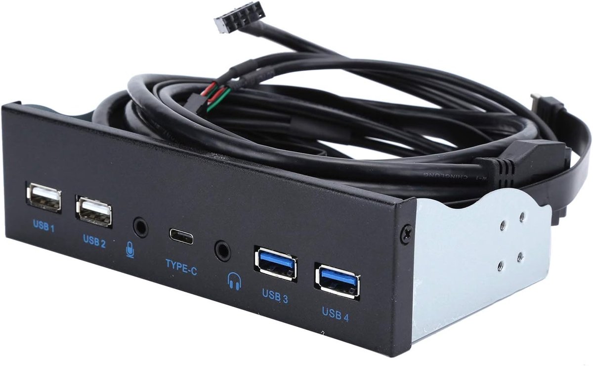 USB Hub Frontpaneel - Audio Interface - Computer Uitbreiding - Vier Poorten - 10 Gbps Snelheid