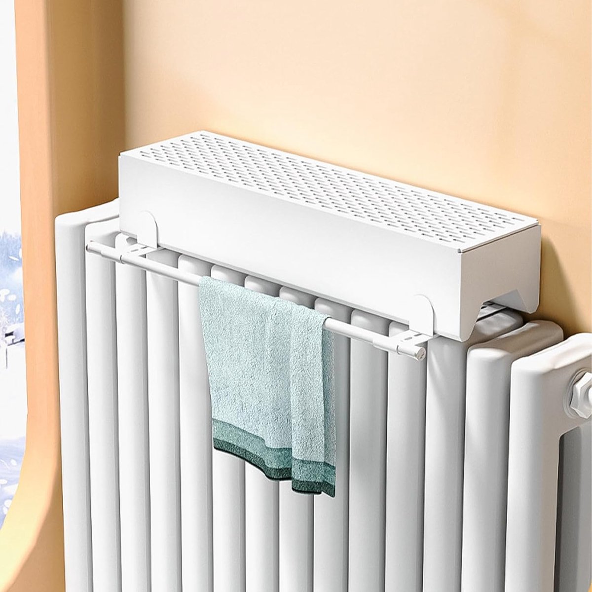 Radiator luchtbevochtiger - Verwarmer verdamper - Droge lucht tegengaan - Met handdoekdroger - 60 cm breed