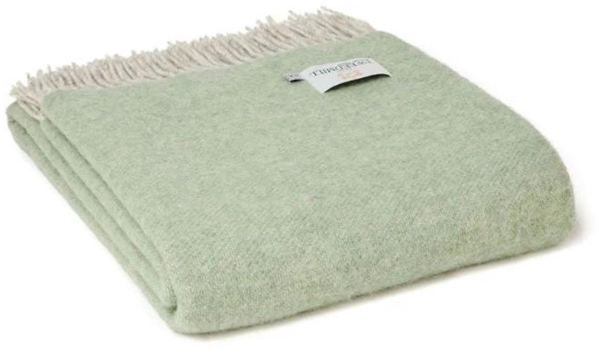 Tweedmill Plaid Dartmoor Groen en Grijs (Ice Green) -voor en achterzijde verschillend - 150x183 - Nieuw Wol - Tweedmill UK