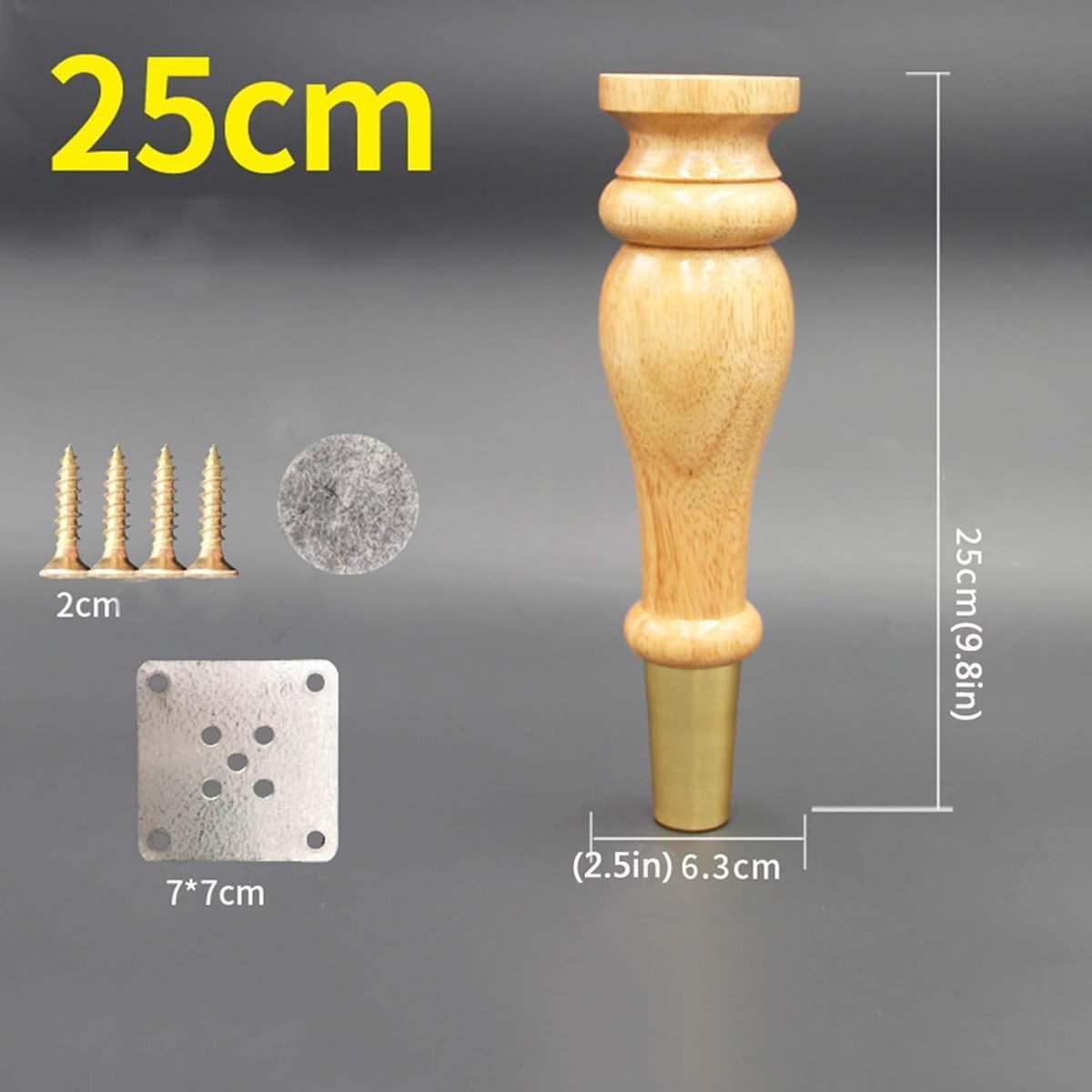 Houten Meubelpoten - Bankvoeten - Meubels Opknappen - Massief Rubberhout - 25 cm - Hout