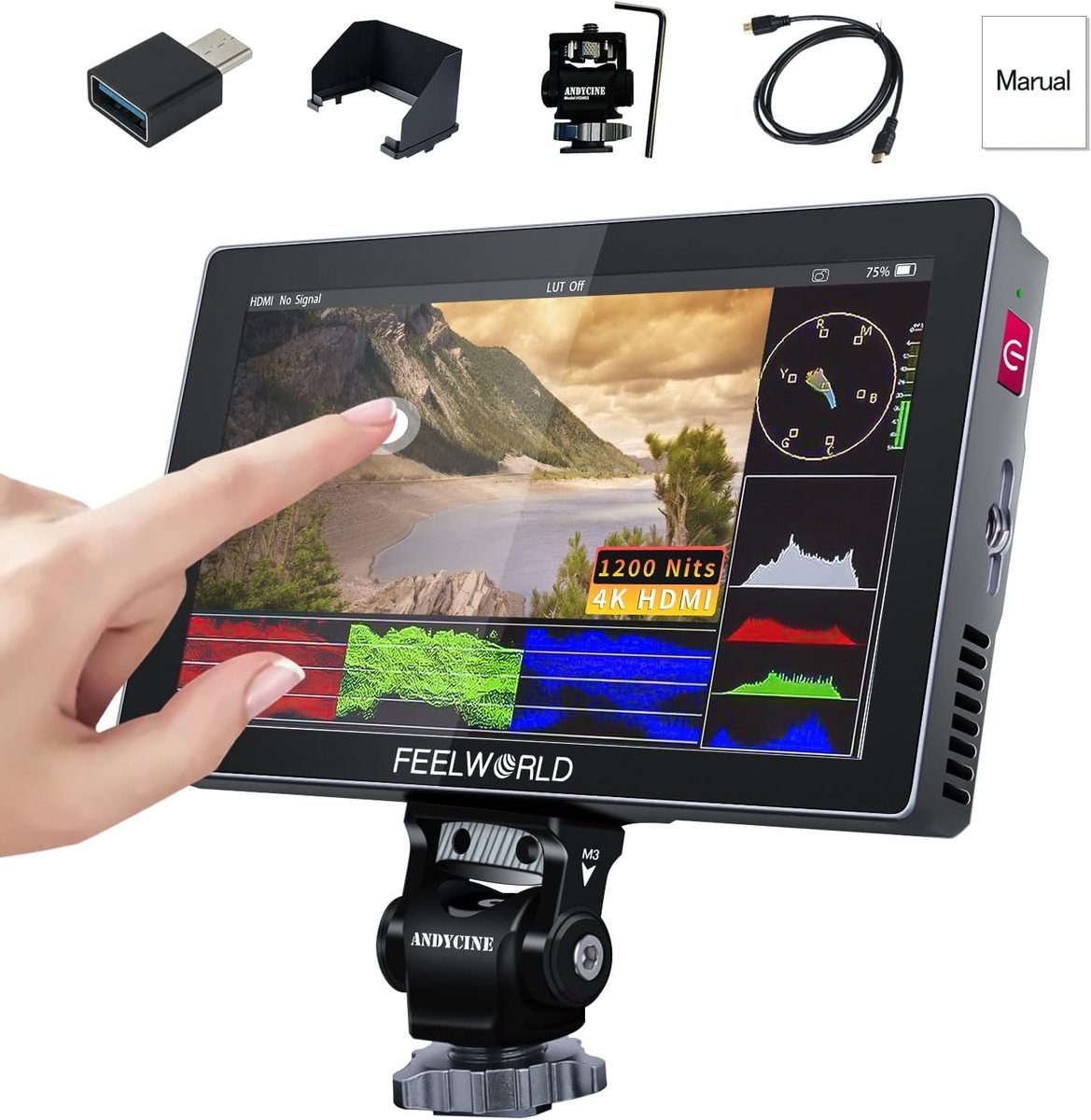 Cameramonitor - Externe Scherm - Professionele Video - 1000 Nits Helderheid - 5.5 Inch - Aluminium