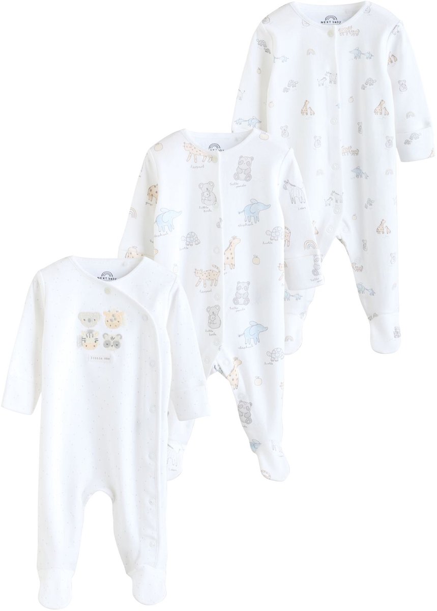 Next - Pasgeboren unisex - Verpakking van 3 babypyjama's - Wit