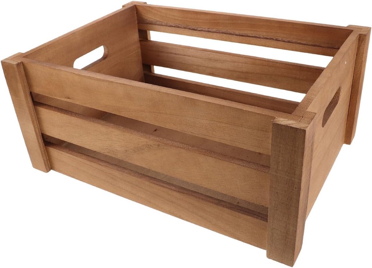 Houten Platenhouder - Opbergkist Albums - Muziek Organiseren - Stevig Massief Hout - 35x25x15cm - Oranje