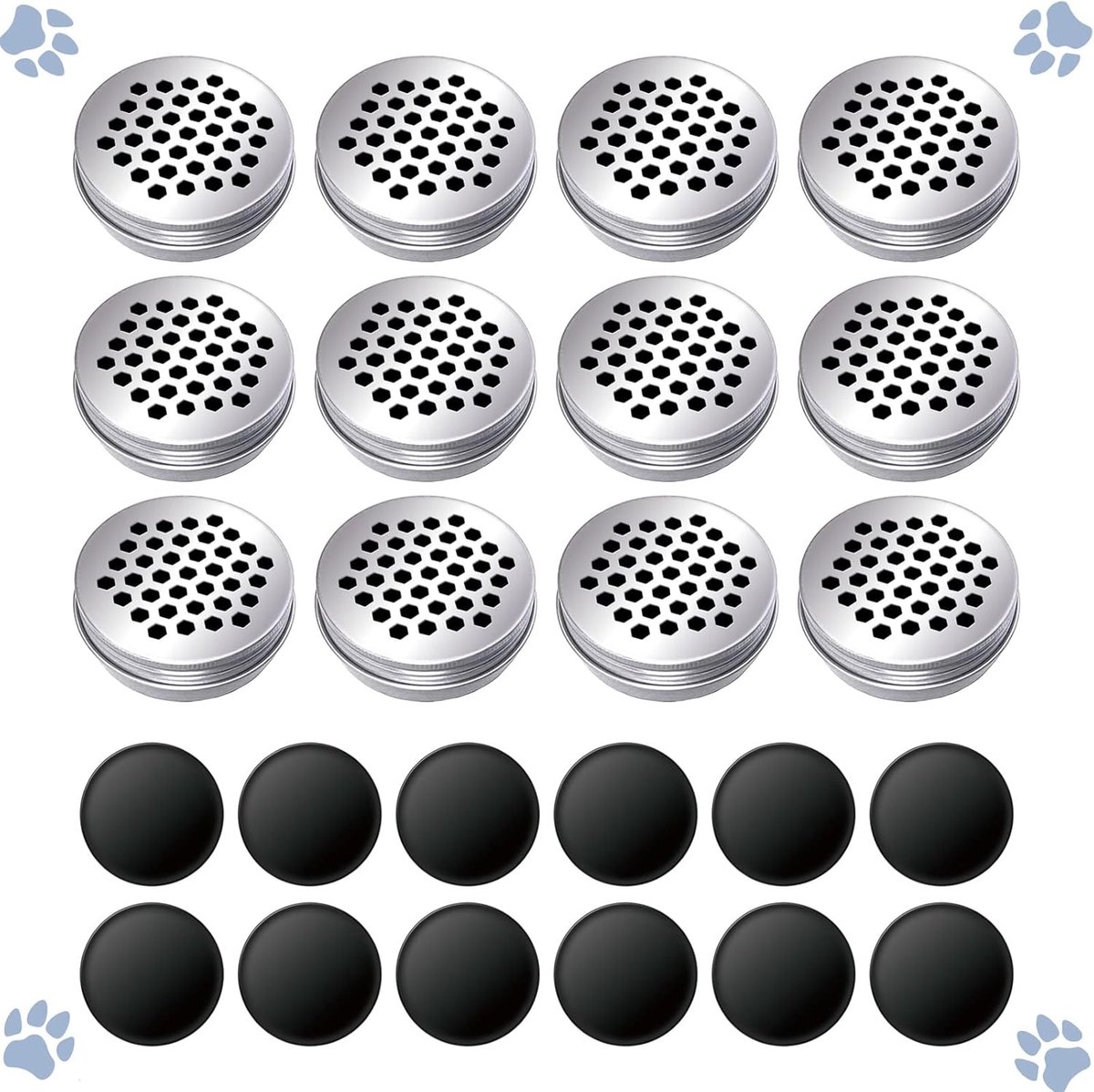 Honden Geur Training - Neuswerk Set - Geurdetectie Oefenen - Hollow Design Deksel - 6.8cm Diameter - Zilverkleurig