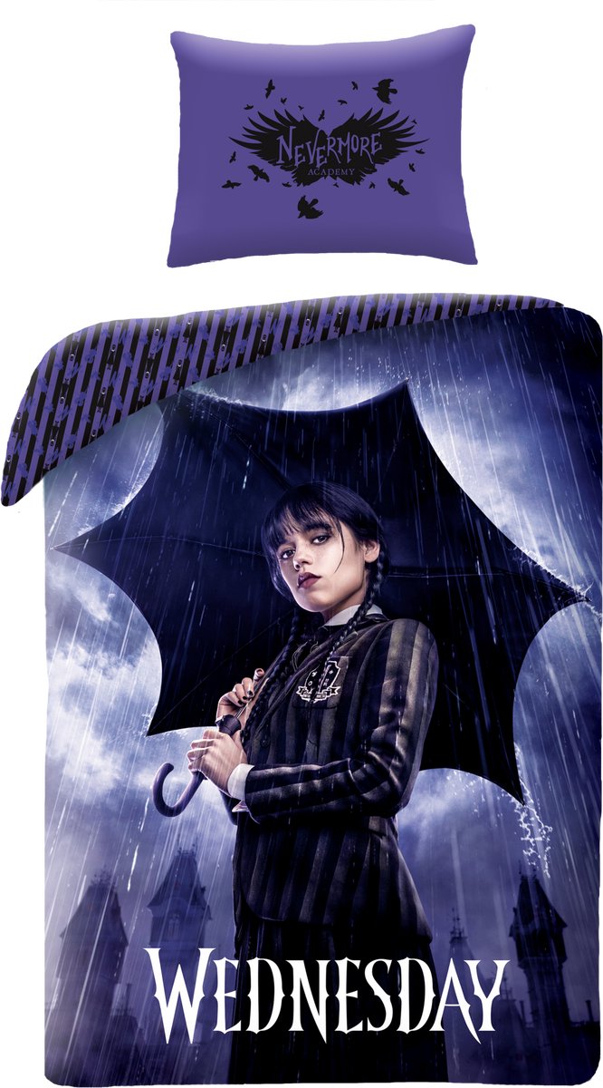 Wednesday Dekbedovertrek Nevermore - 140 x 200 + 70 x 90 cm - Polyester