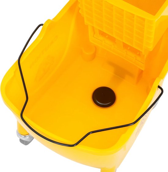 Reinigingswagen met pers - Schoonmaakwagen dweilwagen - Gladde oppervlakken reinigen - 32 liter capaciteit - Dweilkop tot 130 mm - Geel van Merkloos	 — afbeelding 3