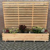 COSTWAY Verhoogd bloembed met rankrooster en hangend dak, plantenbak met klimhulp, bloembak voor klimplanten en hangende manden, voor binnenplaats, tuin, terras, plantenbak van hout, bruin, 110 x 44 x COSTWAY Verhoogd bloembed met rankrooster en hangend dak, plantenbak met klimhulp, bloembak voor klimplanten en hangende manden, voor binnenplaats, tuin, terras, plantenbak van hout, bruin, 110 x 44 x