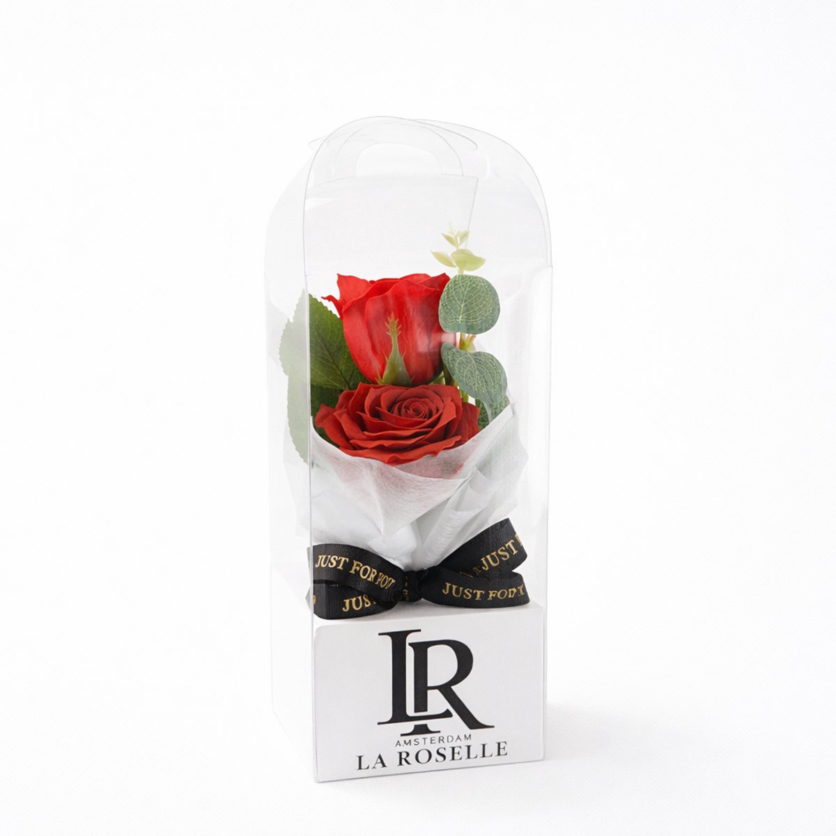 La Roselle Amsterdam Kunst Roos Giftbox – 2 kunstbloemen rode rozen in cadeauverpakking Rood
