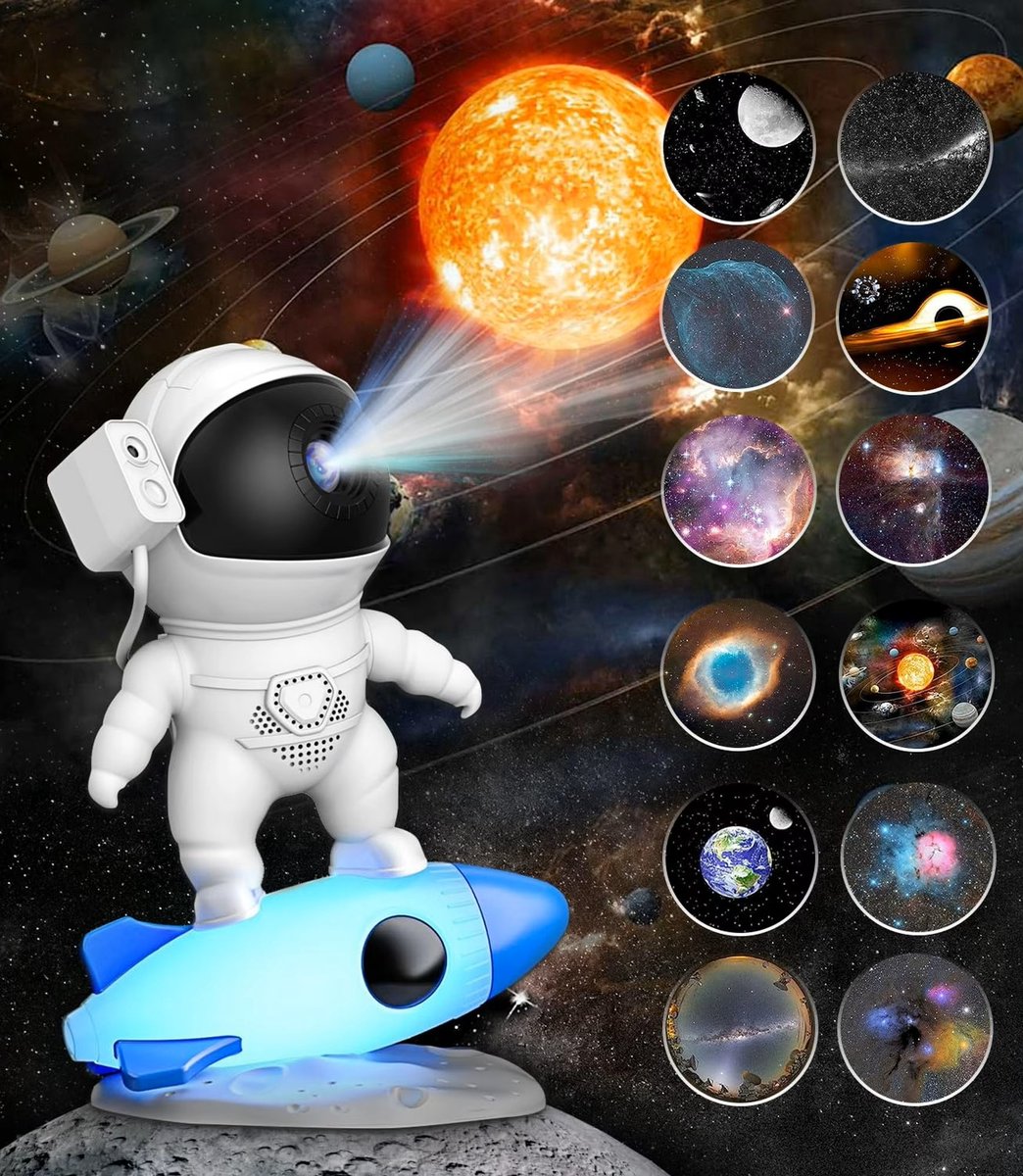 Graboo® Galaxy Projector Astronaut – Sterrenhemel Lamp – 13-in-1 – Met Timer – 13 films – 360° verstelbaar – USB-C – foto 8