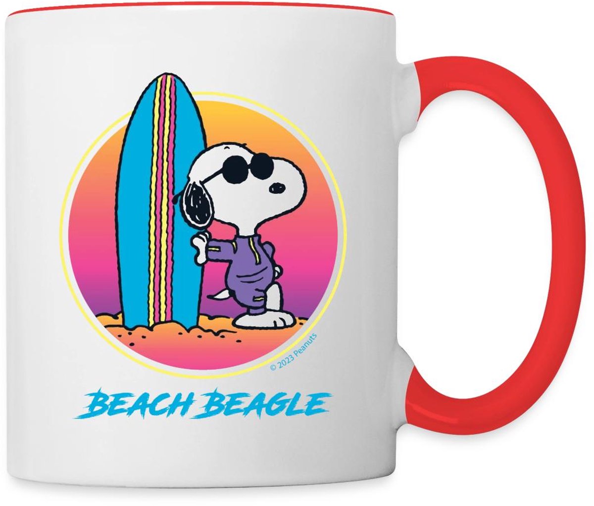 Peanuts Snoopy Beach Beagle Vakantie Mok Tweekleurig