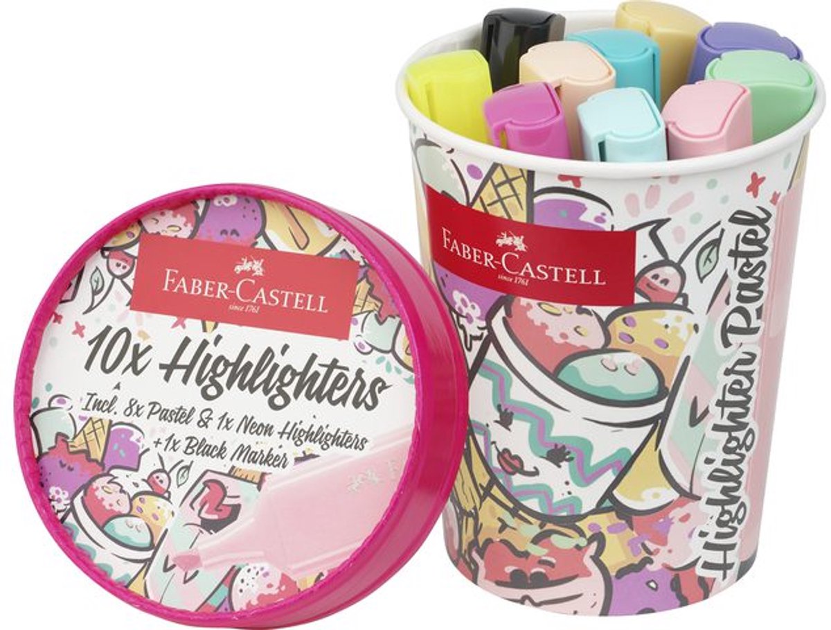 Markeerstiften Faber Castell 46 ijsbeker 10 stuks pastel - FC-254696