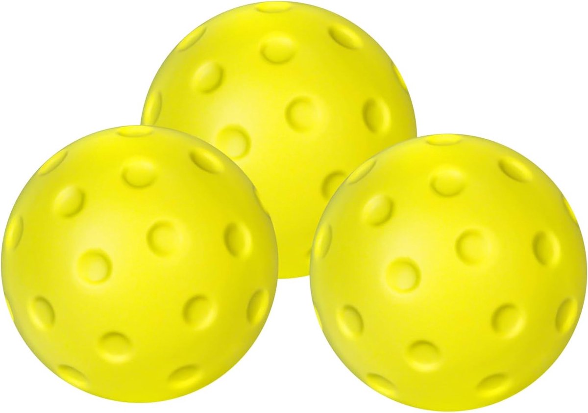 Pickleball Ballen - Stille Oefenballen - Indoor Training - Zacht PU Schuim - 74 mm Diameter - Geel
