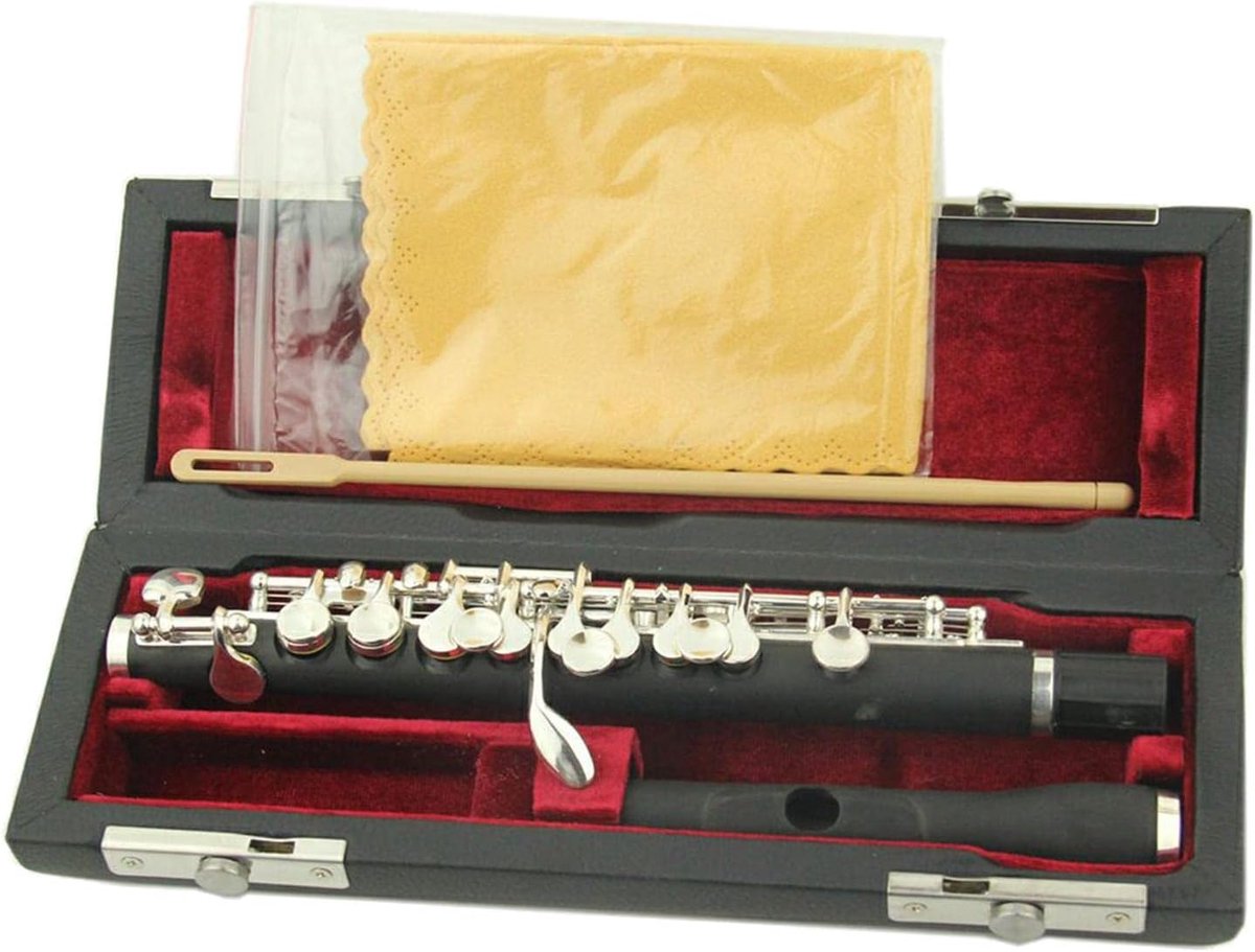 Piccolo Fluit - Houtblaasinstrument - Muziek Maken - Inclusief Luxe Koffer - 1 gram - Zilver