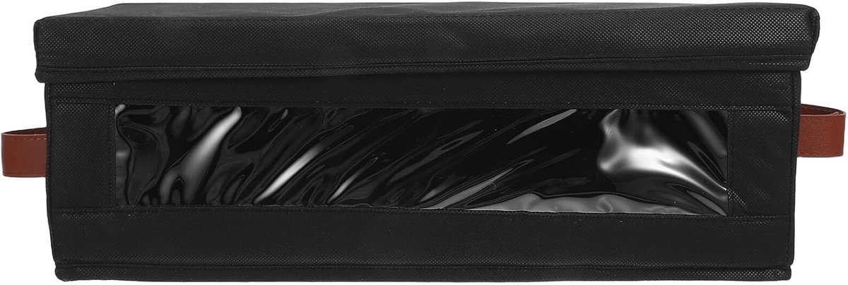 Stapelbare CD Opbergdoos - Muziekdisc Organizer - Thuis Kantoor Opslag - Zichtvenster Stofvrij - 40x15.5x13.5cm - Zwart